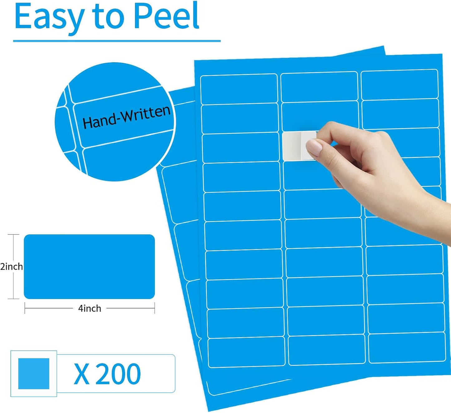 8-1/2 x 11 Neon Color High Light Labels for Laser & Inkjet Printer, Strong Adhesive (Blue, 1" x 2-5/8" - 30 Per Page | 600 Labels)