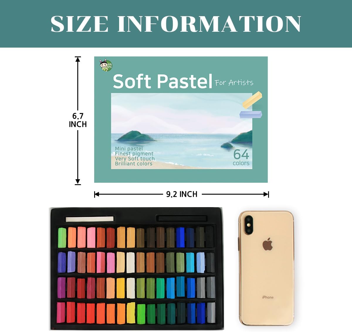 HA SHI Soft Chalk Pastels, 64 colors with additional 2pcs, Non Toxic Art Supplies, Drawing Media for Artist Stick Pastel for Professional, Kids, Beauty Nail Art, Pan Chalk Pastels