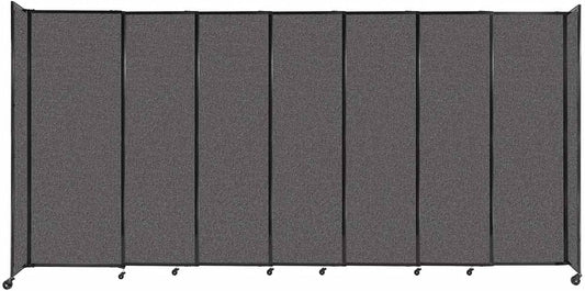 Versare Straightwall Sliding Portable Wall Partition | Freestanding Office Dividers | Locking Wheels | Temporary Room Separator | 15'6'' Wide x 7'6'' Tall Charcoal Gray Fabric Panels