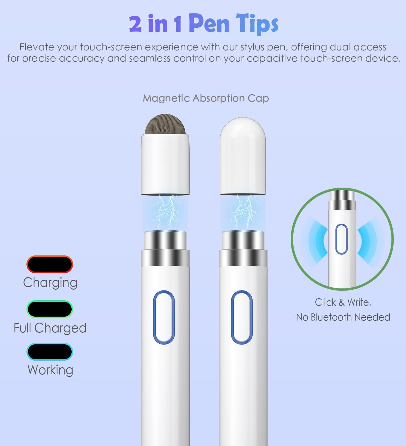 Active Stylus Pen for Touch Screens,Dual Pen Tips for Drawing Writing,High Precise Universal Digital Pencil for A-pple i-Phone 16/15/14/13/12/11/X/8/7,i-Pad Air/Pro/Mini,Tablet/Phone/Sam-Sung/K-indle