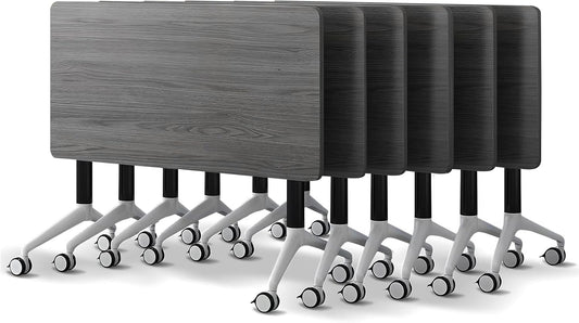 Conference Room Table with Flip-Top Design for Dynamic Meetings, Business Table Computer Desk with Heavy-Duty Frame,Foldable Seminar Meeting Tables for Home Office (6, B, 47.2IN)