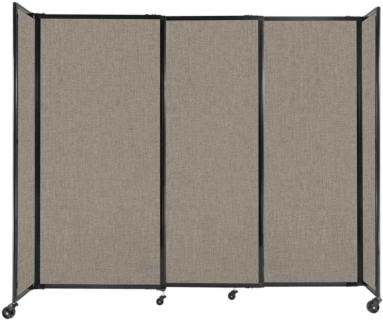 Versare Straightwall Sliding Portable Wall Partition | Freestanding Office Dividers | Locking Wheels | Temporary Room Separator | 7'2" Wide x 6' Tall Warm Pebble Fabric Panels