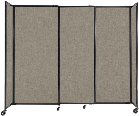 Versare Straightwall Sliding Portable Wall Partition | Freestanding Office Dividers | Locking Wheels | Temporary Room Separator | 7'2" Wide x 6' Tall Warm Pebble Fabric Panels