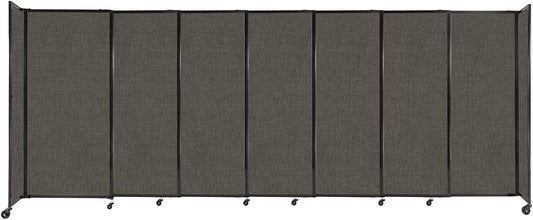 Versare Straightwall Sliding Portable Wall Partition | Freestanding Office Dividers | Locking Wheels | Temporary Room Separator | 15'6" Wide x 6' Tall Mocha Fabric Panels