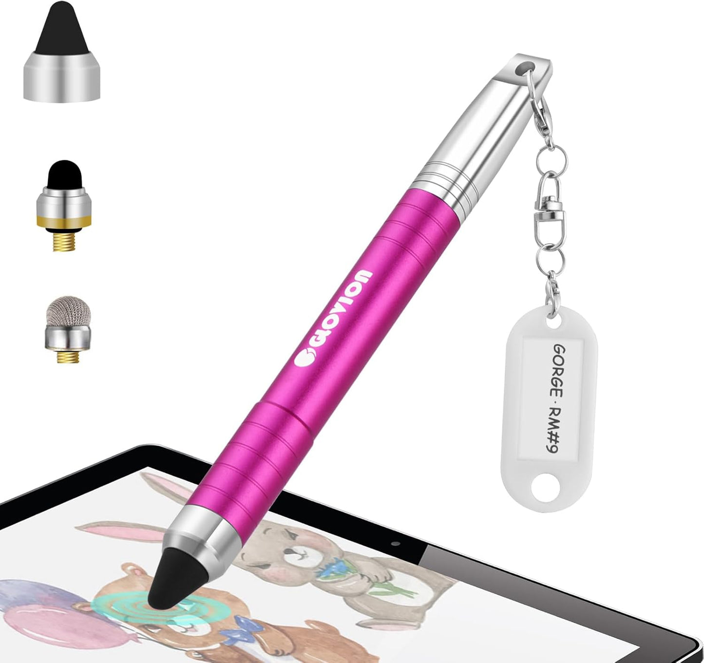 Stylus Pen for iPhone, Universal Capacitive Stylist Pens for Touch Screens with Magnetic Cap, Kids Stylus Pens Pencil for Ipad iPhone Mini Pro Air Chromebook Kindle Samsung - Pink