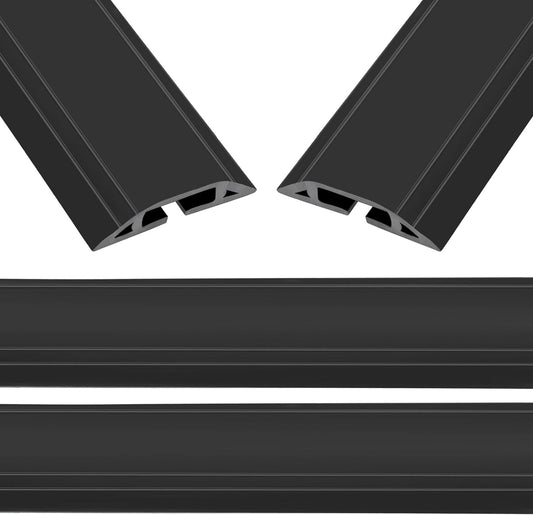 Eapele 10 ft Floor Cord Cover Heavy Duty Cable Protector, Easy to Unroll, Prevent Trip Hazard for Home Office or Outdoor Settings (Black - 2pcs)