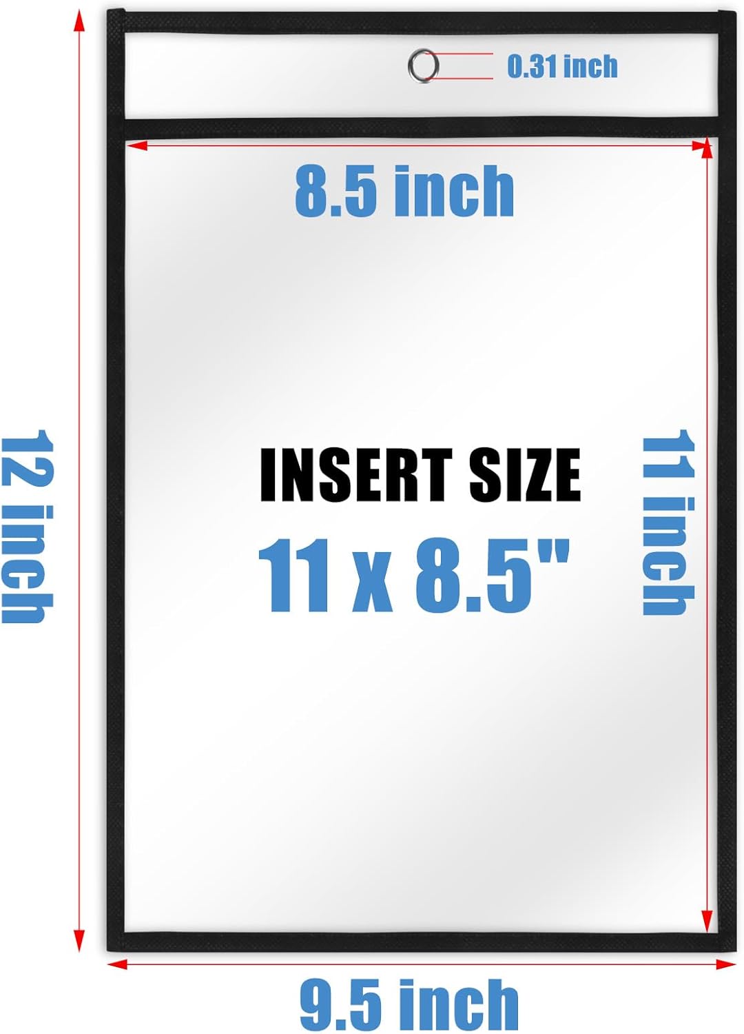Heavy Duty Sheet Protectors 8.5 x 11 Job Ticket Holders, 30 Pack Dry Erase Pockets Plastic Paper Sleeves Clear Sleeves for Paper Clear Document Protectors for Shop Office Classroom Home, Black
