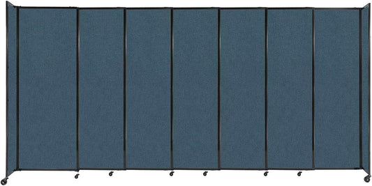 Versare Straightwall Sliding Portable Wall Partition | Freestanding Office Dividers | Locking Wheels | Temporary Room Separator | 15'6" Wide x 7'6" Tall Caribbean Fabric Panels