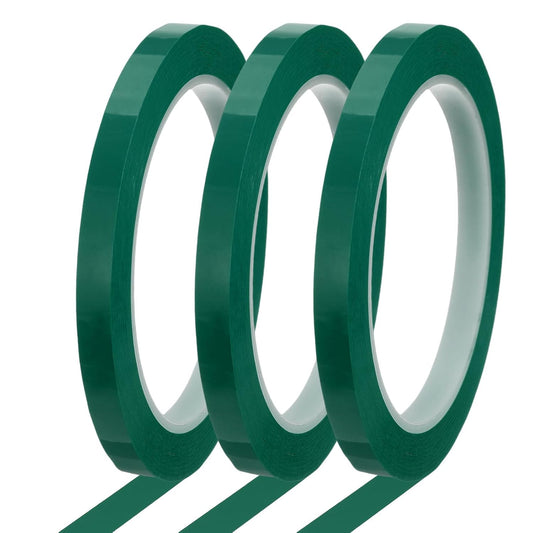 MECCANIXITY Whiteboard Tape 5/16" x 72 Yard Pinstripe Graphic Chart Line Grid Marking Tapes for Classroom Office Dry Erase Board Art, Green, Pack of 3