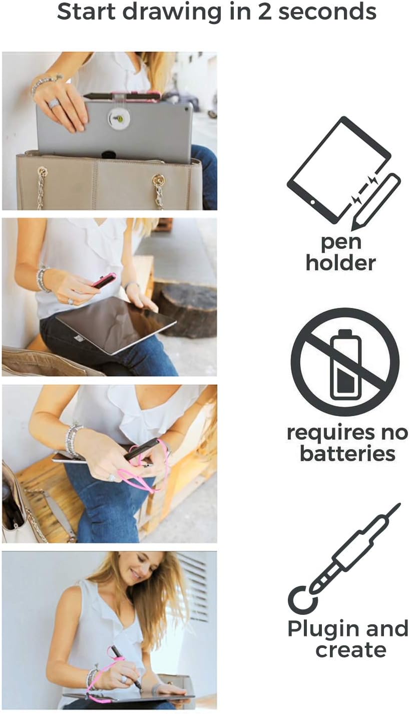 SonarPen: Pressure Sensitive Stylus Pen, with Palm Rejection and Shortcut Button. Battery-Less. Compatible with Apple iPad/iPhone/Android/Switch/Chromebook (Blue)