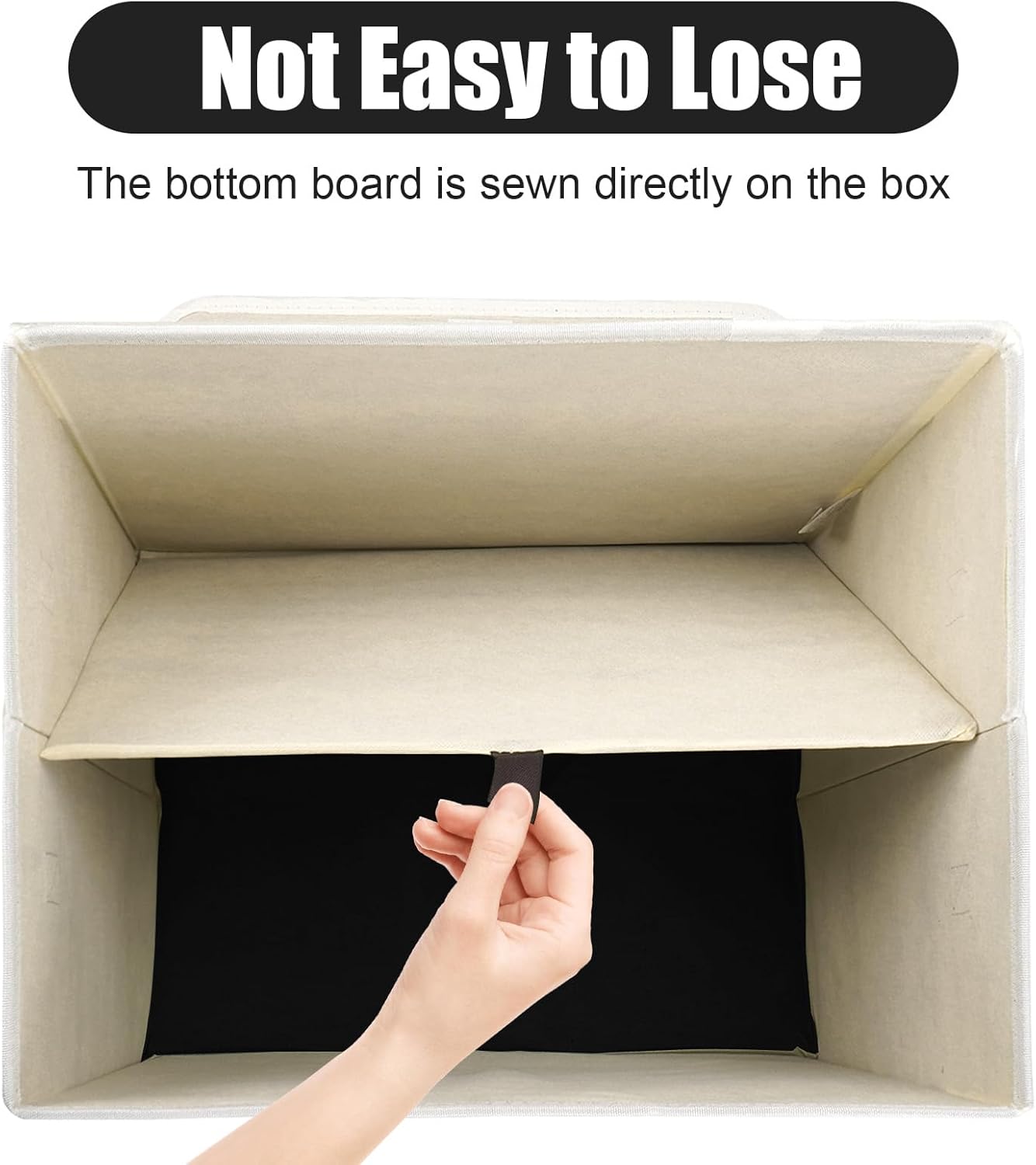 Large 17" 42 Quarts Collapsible Stackable Storage Bins with Lids [3-Pack] Foldable Fabric Linen Storage Boxes Cube, Closet Organizer Baskets with Label for Home (16.7 x 12 x 12", Black & White)