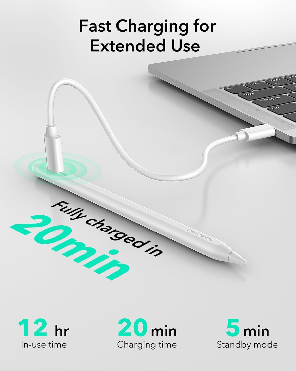 ESR Geo Digital iPad Pencil Findmy Compatible with Apple iPad 2018-2025,with Easy Shortcuts for Apple iPad A16/10/9/8 & Air 13/11 & Pro 12.9/13/11 & Mini 7/6/5,White(No Wireless Charging)