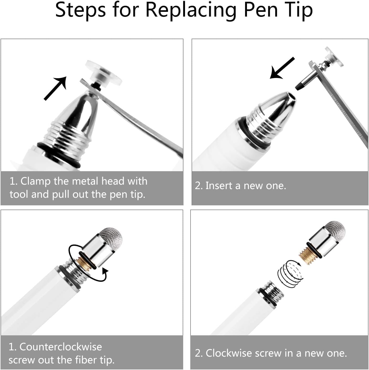 Mixoo Stylus Pens for Touch Screens - Disc & Fiber Tip 2 in 1 High Sensitivity Universal Stylus for iPad, iPhone, Tablets and Other Capacitive Touch Screens (White)