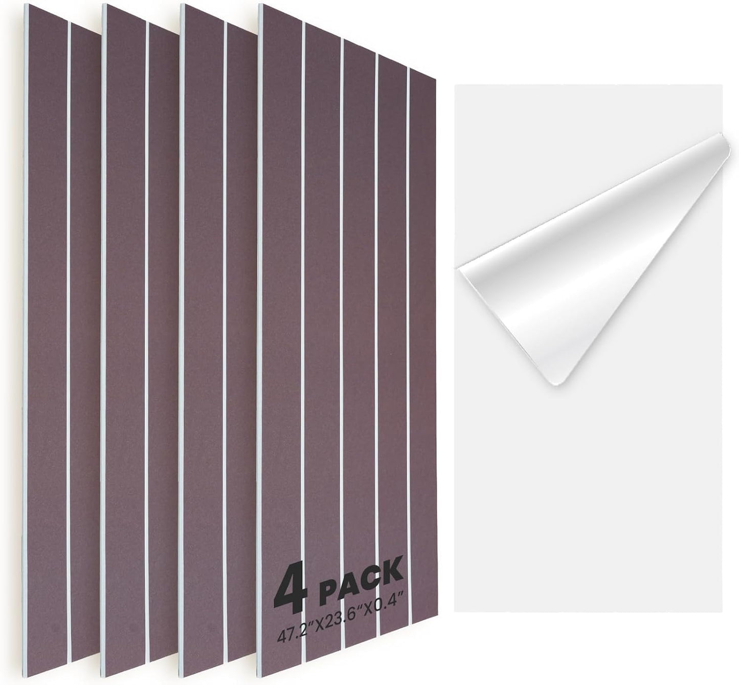 Acoustic 4 Pack Soundproofing UV Print Panels, 47.2” x 23.6” x 0.4” Adhesive Noise Dampening Wall Panels for Home Studio, Office, Gaming Room, and Theater(Dark Brown)