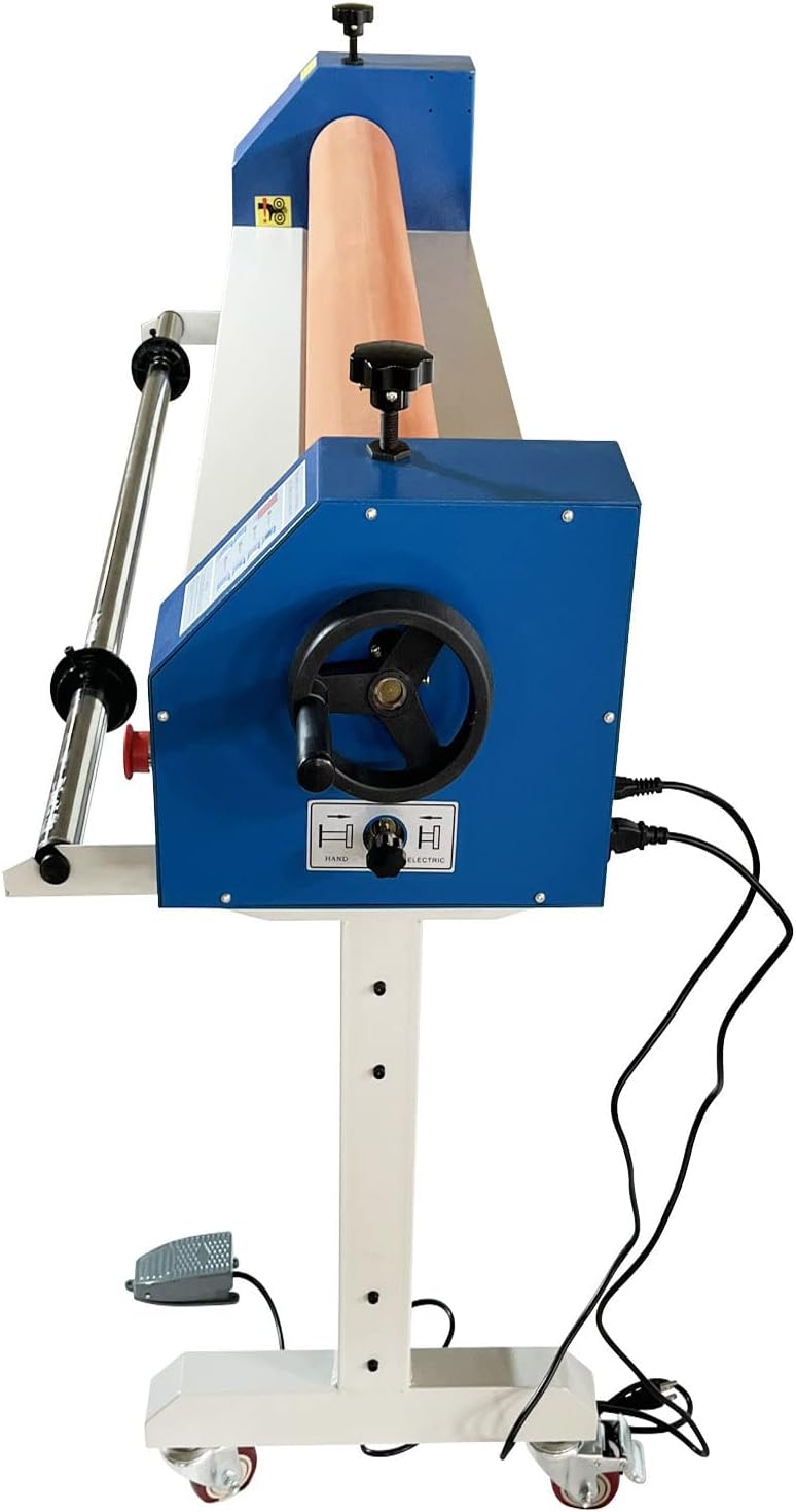 Electric Manual Cold Laminator, Movable 63IN/1600MM Wide Format Large Roll Laminating Machine Rubber Roller with Frame for Office Film Photo Vinyl Poster Laminating