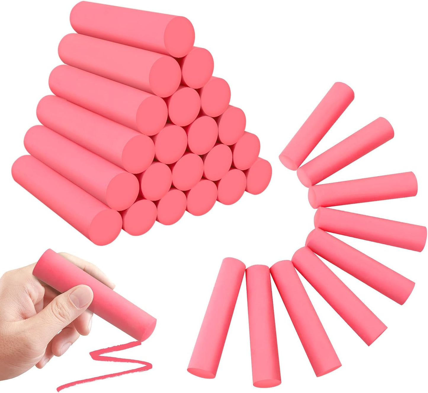 50 Pack Washable Sidewalk Chalks for Kids Non-Toxic Jumbo Chalk for Outdoor Art Play, Colored Chalk for Painting on Chalkboard, Blackboard and Playground (Red)