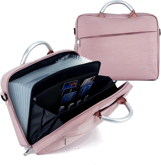 Accordian File Organizer with Handle,Folder with Zipper & Labels,12 Pocket Expanding File Folder