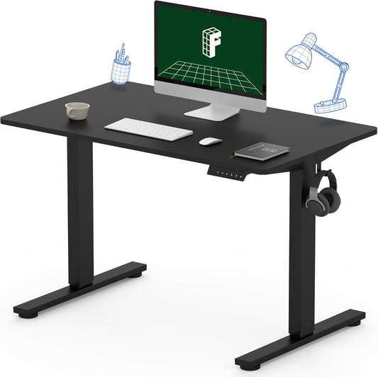 FLEXISPOT One-Piece Electric Standing Desk, 40 x 24 Inches Adjustable Desk with Seamless Desktop, Memory Controller Height Adjustment (Black Frame + Black Desktop, 2 Packages)