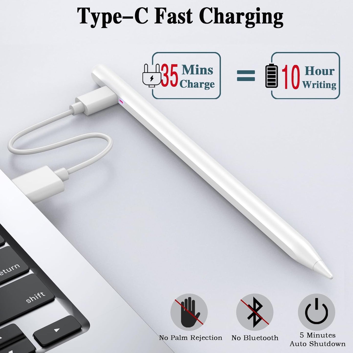 Stylus Pen for Touchscreen for iOS/Android, iPhone Stylus Pen Fine Tip, High-Precision Tablet Pencil for Android/Samsung/Mi/Huawei/Vivo/Lenovo and Other Android Smartphone and Tablet-White