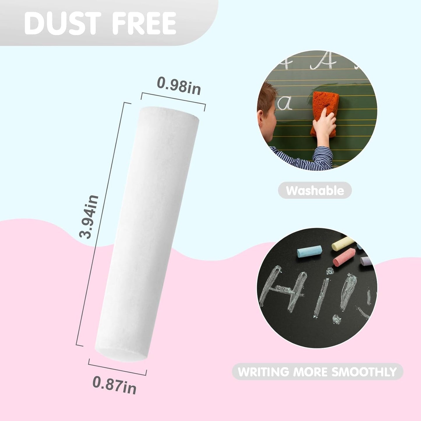 50 Pack White Sidewalk Chalks Washable Chalk for Kids Non-Toxic for Outdoor Art Play, Colored Chalk for Painting on Chalkboard, Blackboard and Playground(White)