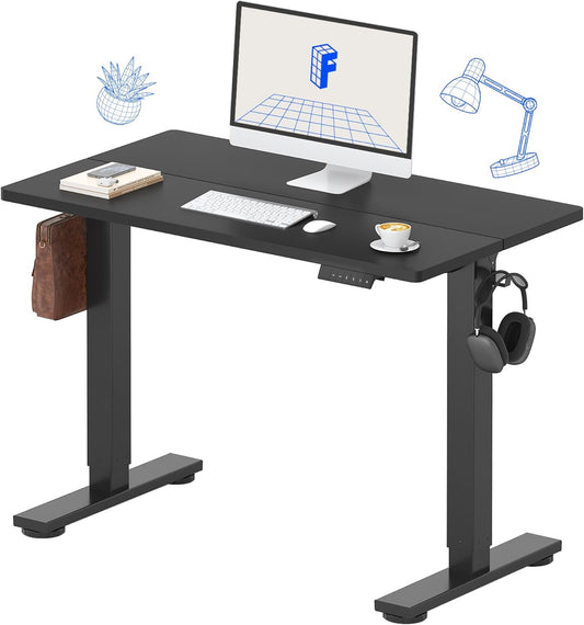 FLEXISPOT Standing Desk Electric Height Adjustable Desk with 40 x 24 Inch Splice Board, Home Office Computer Workstation, Black Top + Black Frame