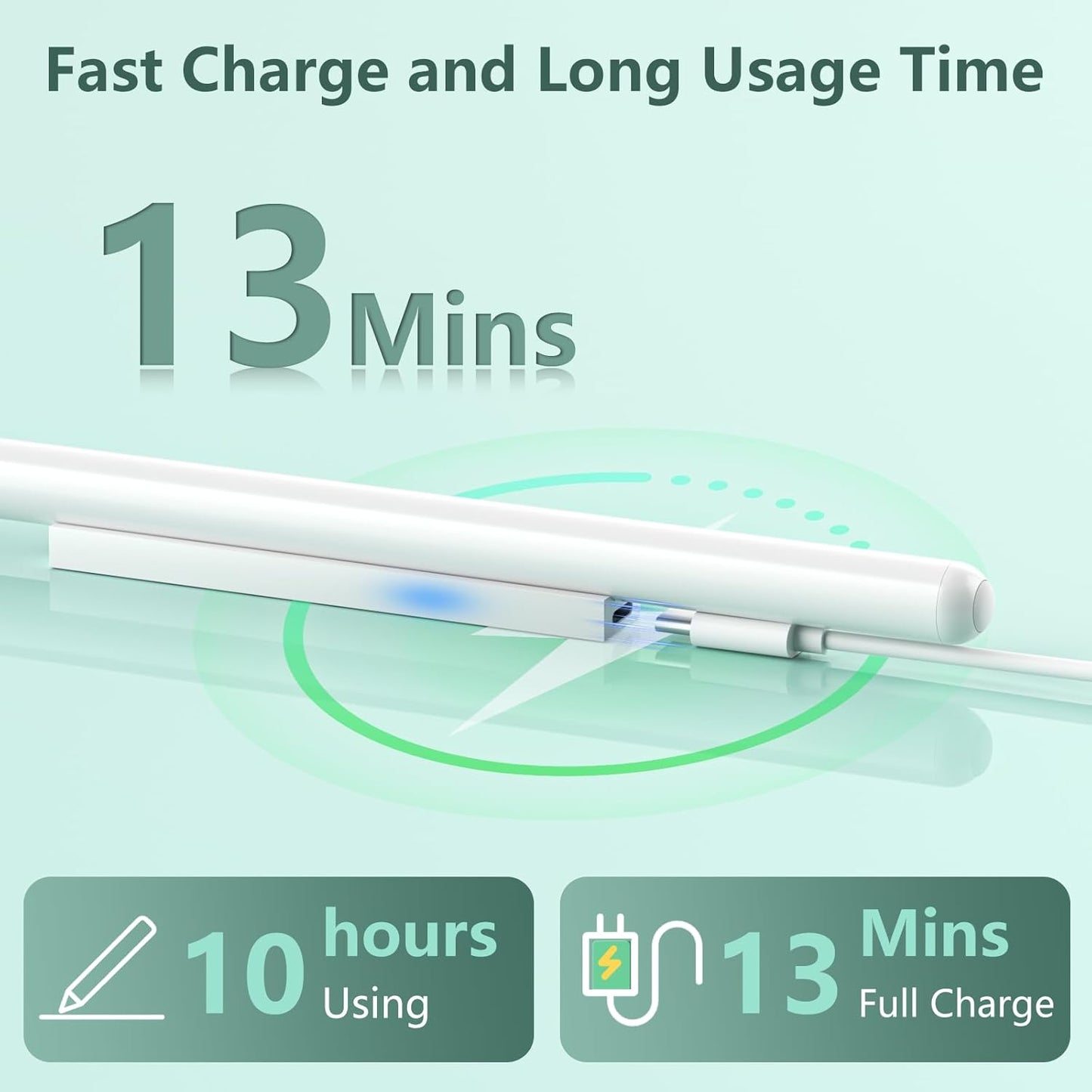 Stylus Pen for ipad with Magnetic Charging, Apple Pen for iPad 6th to 10th Generation Stylus, Compatible with 2018-2025 Apple Pro, mini 5/6