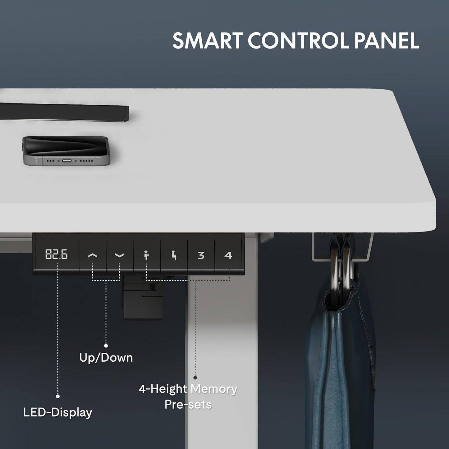 FLEXISPOT One-Piece Electric Standing Desk, 55 x 28 Inches Adjustable Desk with Seamless Desktop, Memory Controller Height Adjustment (White Frame + White Desktop, 2 Packages)