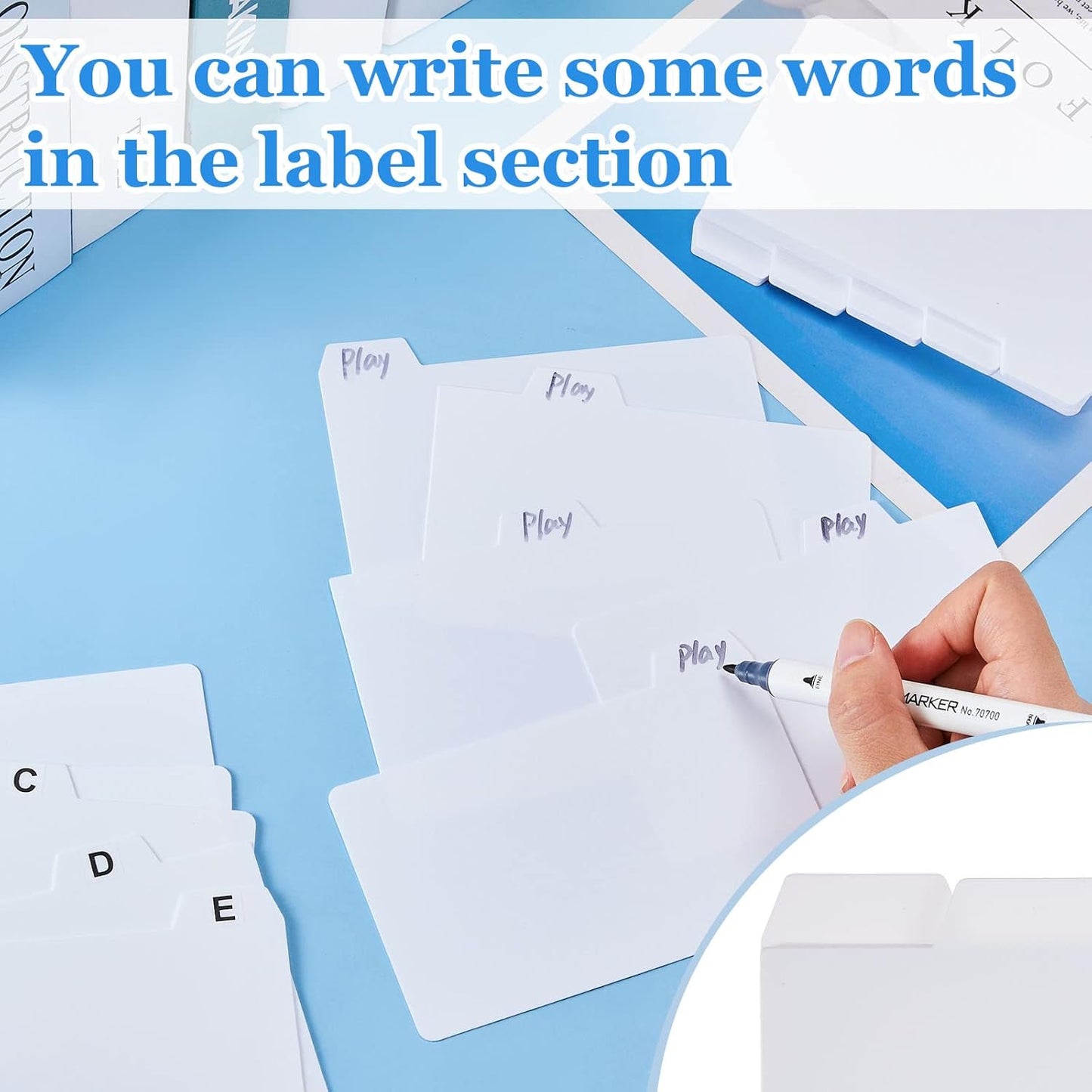 Lewtemi 50 Pcs Index Card Dividers 3 x 5 Inch Index Card Dividers with Tabs Guides with 2 Pcs Alphabet Number Stickers for Office Recipe Business (White)