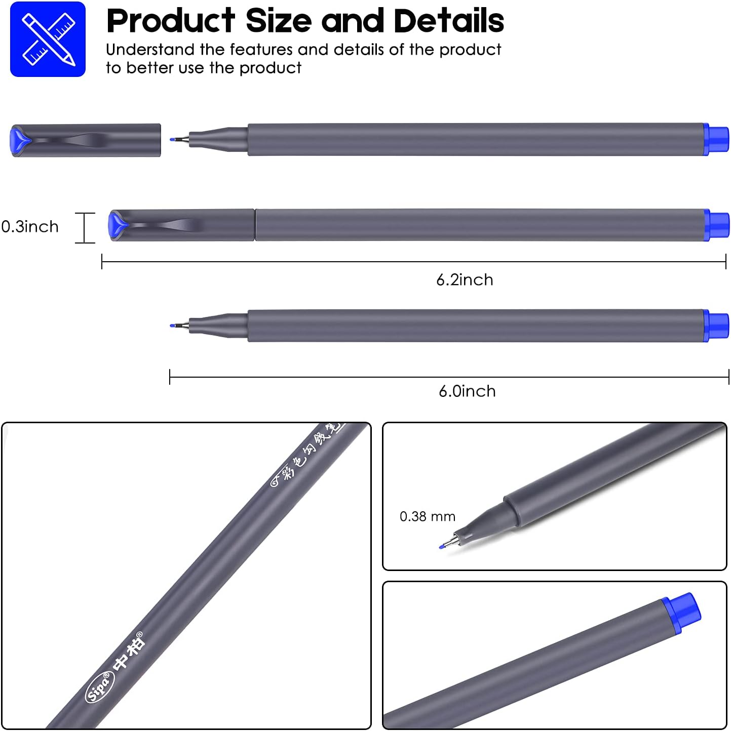 iBayam Journal Pens Fine Point Markers Fine Tip Drawing Pen Porous Fineliner Pens for Journaling Writing Note Taking Calendar Coloring Art Office School Supplies, Blue Ink,18-Pack (Blue)