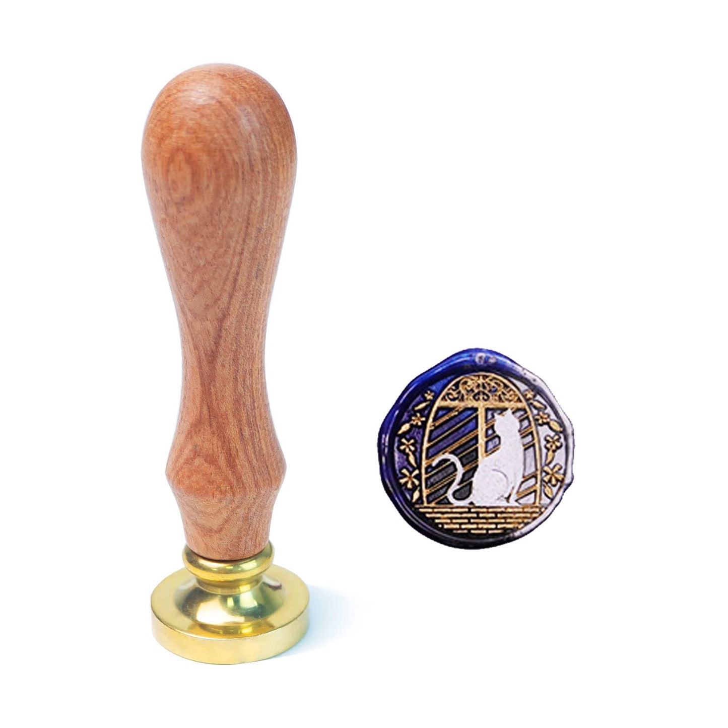 Wax Seal Stamp, ANBOSE Animal Sealing Wax Stamp with Removable Brass Head Wooden Handle, Cat Wax Sealing Stamp for Envelope Sealing Wax