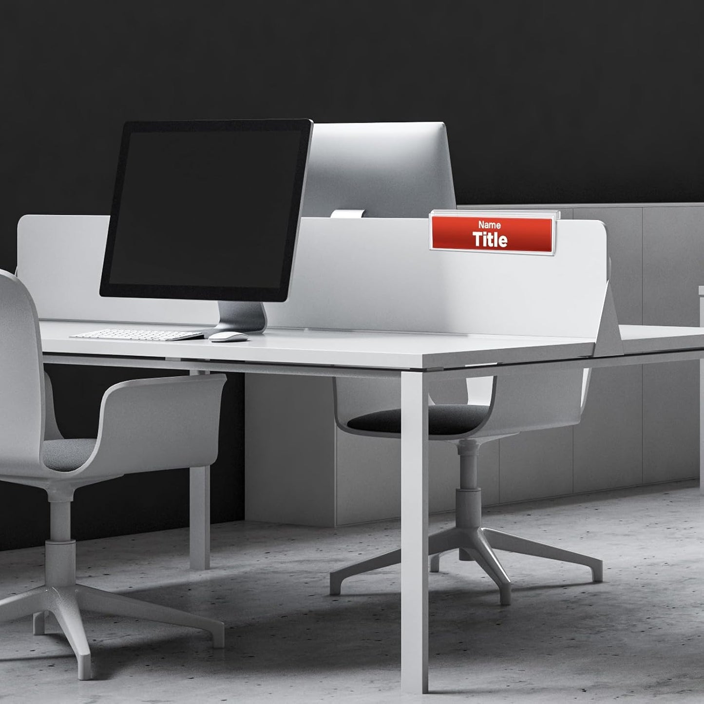 10 Pack Plastic Cubicle Name Plate Holder 8.5" Wide x 2" High Glass Wall Name Plate Holder Clear Acrylic Sign Display Stand for Home Office Business (Suitable for 1/4" Cubicle Wall)