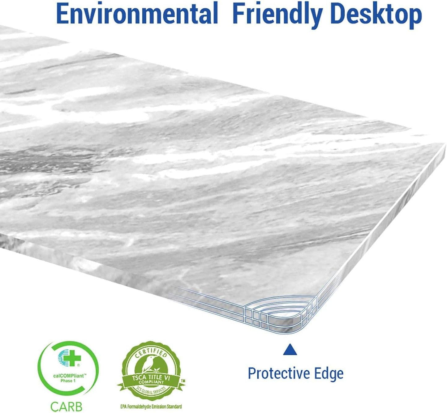 FLEXISPOT E6 Essential 3 Stages Dual Motor Electric Standing Desk 48x30 Inch Whole-Piece Board Height Adjustable Electric Sit Stand Desk(White Frame + Marble Grey Desktop, 2 Packages)