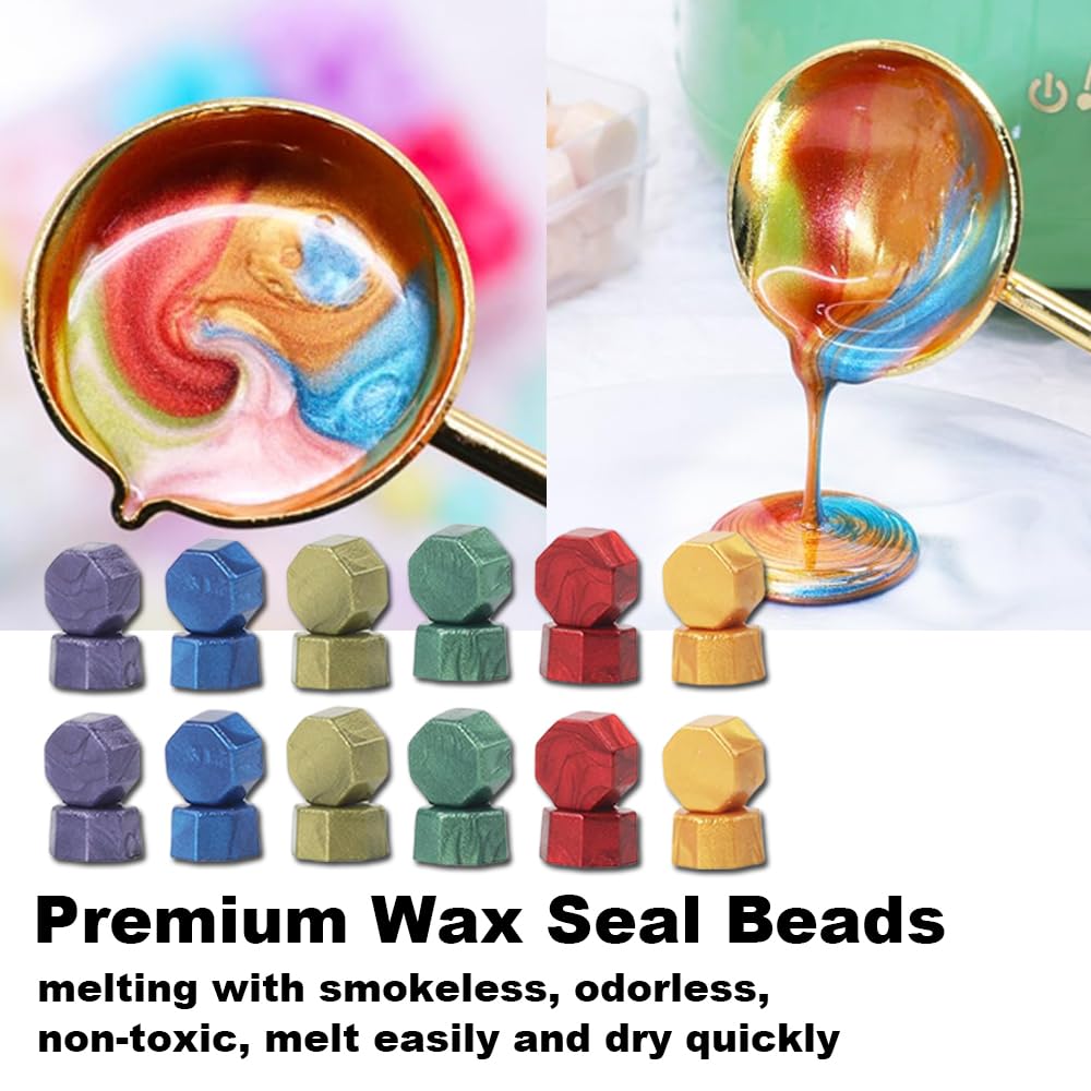 1200pcs Wax Seal Beads,48 Assorted Color Sealing Beads Ideal for Wax Seal Stamp Wedding Letter Envelope Decor Wine Bottle Sealing (Multi Color)