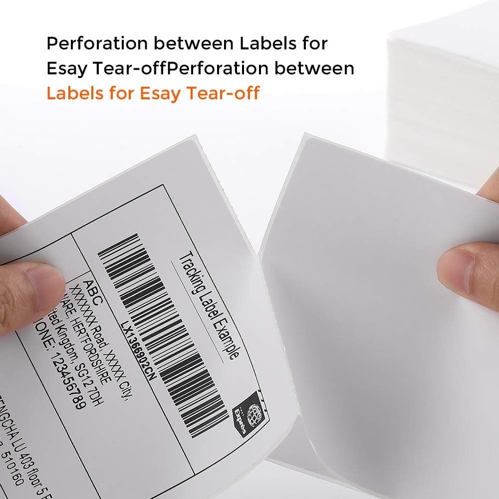 MFLABEL Fanfold 4" x 6" Direct Thermal Labels White Perforated Shipping Labels (4 Stacks)