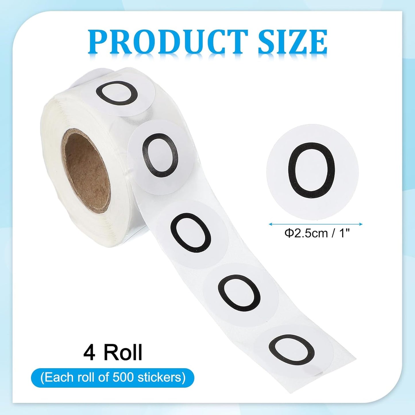 PATIKIL 1" Letter O Stickers, 4 Rolls Self-Adhesive Alphabet Round Circle Dots Labels for Organization Storage Inventory Boxes Scrapbook Craft 2000 Pcs Total