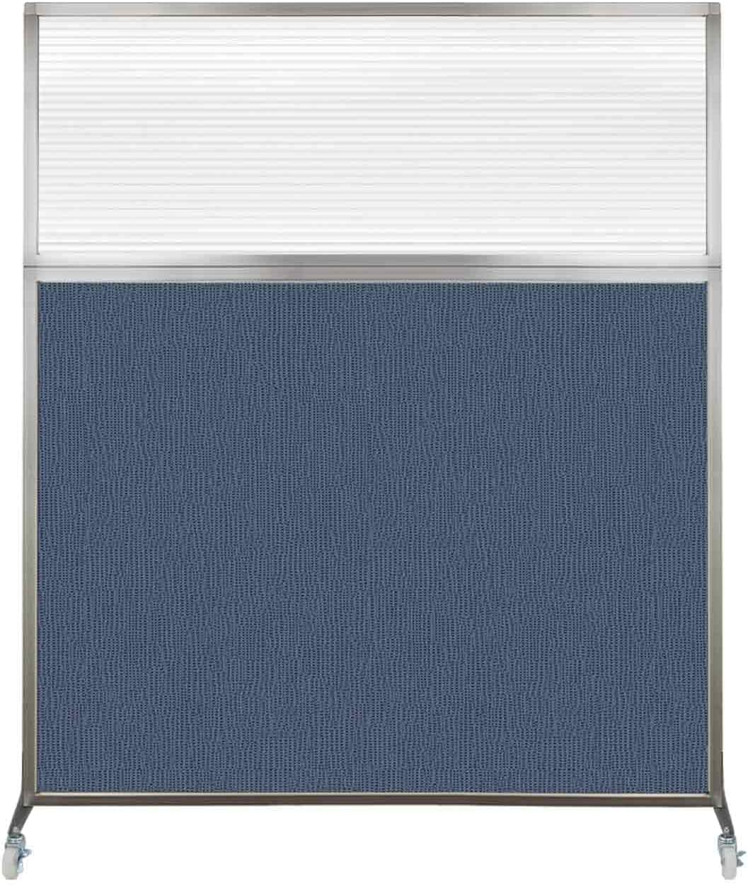 Versare Hush Screen Portable Room Divider with Wheels | Workstation Wall Divider | Freestanding Privacy Hush Panels | Clear Fluted Windows | Fabric Office Divider Screen | Great for Room Separation