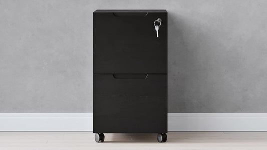 ZURI Hayes Modern 2 Drawer Mobile Legal and Letter Filling Pedestal - Black