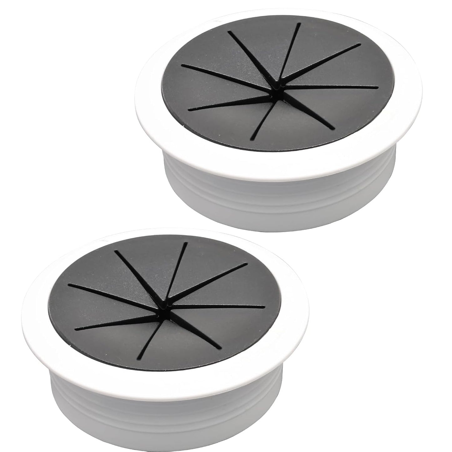 Desk Grommet 2" (50 mm), Desk Hole Cover for Cables White and Black, Cable Grommet ABS Plastic, Desk Hole Grommet for Office and Home Table Cable, Flexible Cable Cord Organizer-2 Pcs
