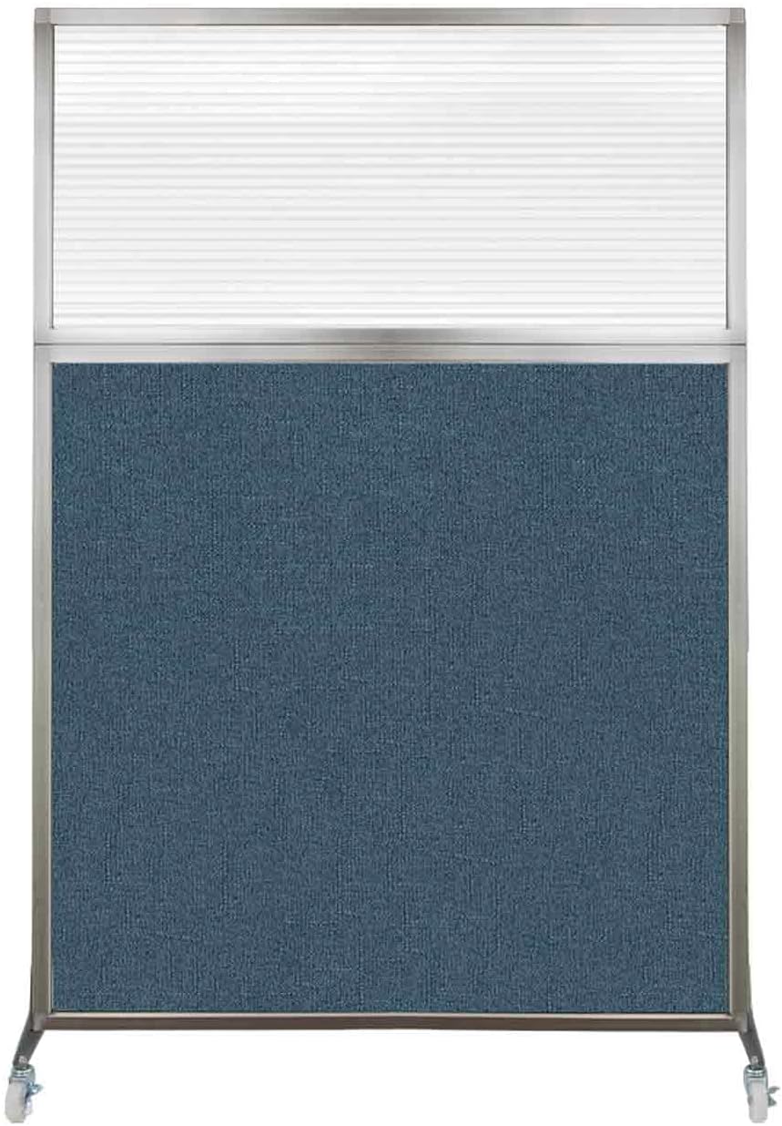 Versare Hush Screen Portable Room Divider with Wheels | Workstation Wall Divider | Freestanding Privacy Hush Panels | Clear Fluted Windows | Fabric Office Divider Screen | Great for Room Separation