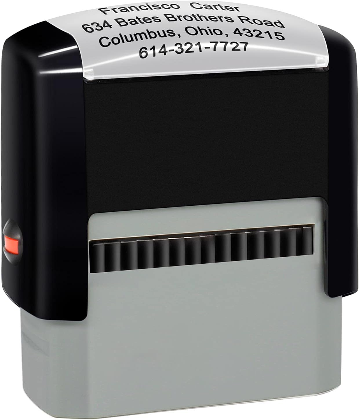 Personalized Stamp (47 x 18mm -4 Lines)- Custom Self Inking Rubber Stamps- Return Custom Address Stamp (Black)