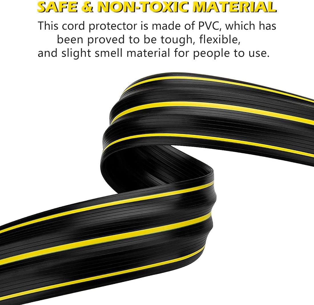 Papillon Cable Protector 3-Channel Heavy Duty Cord Cover - Floor Wire Concealer Easy to Unroll for Home Office Warehouse (10Ft, Black)