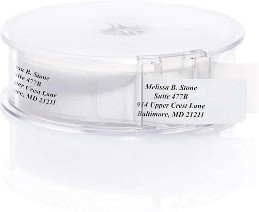 White Personalized Return Address Labels with Elegant Dispenser - Roll of 500 Custom Stickers