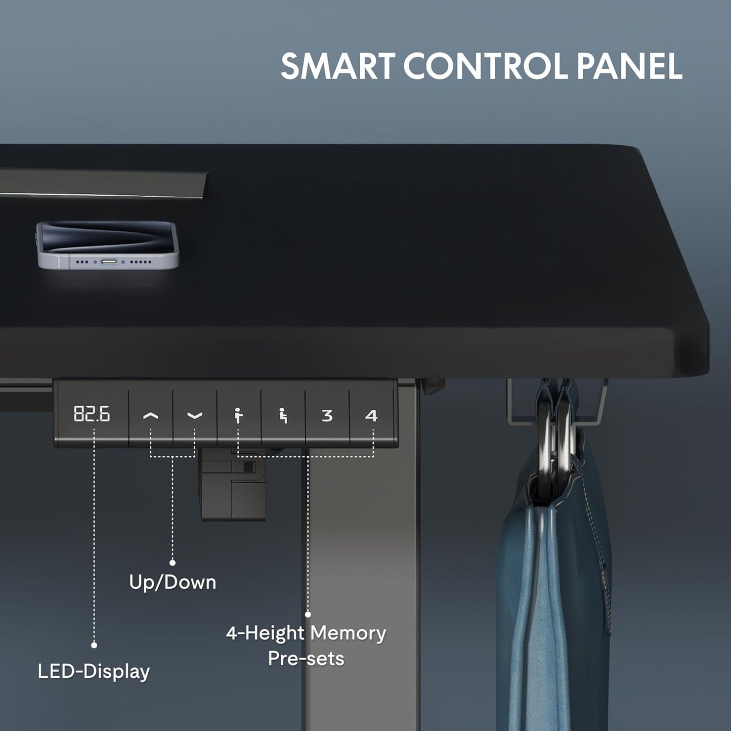 FLEXISPOT One-Piece Electric Standing Desk, 40 x 24 Inches Adjustable Desk with Seamless Desktop, Memory Controller Height Adjustment (Black Frame + Black Desktop, 2 Packages)