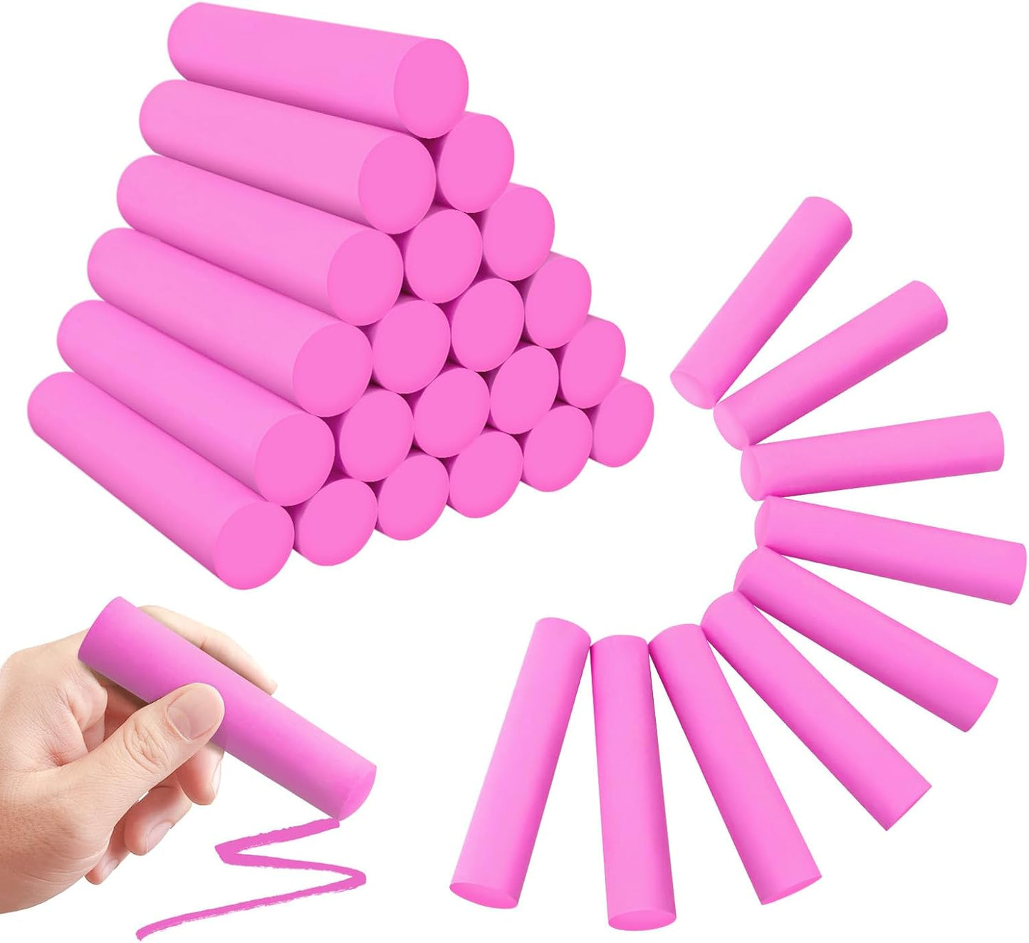 50 Pack Washable Sidewalk Chalks for Kids Non-Toxic Jumbo Chalk for Outdoor Art Play, Colored Chalk for Painting on Chalkboard, Blackboard and Playground (Rose)