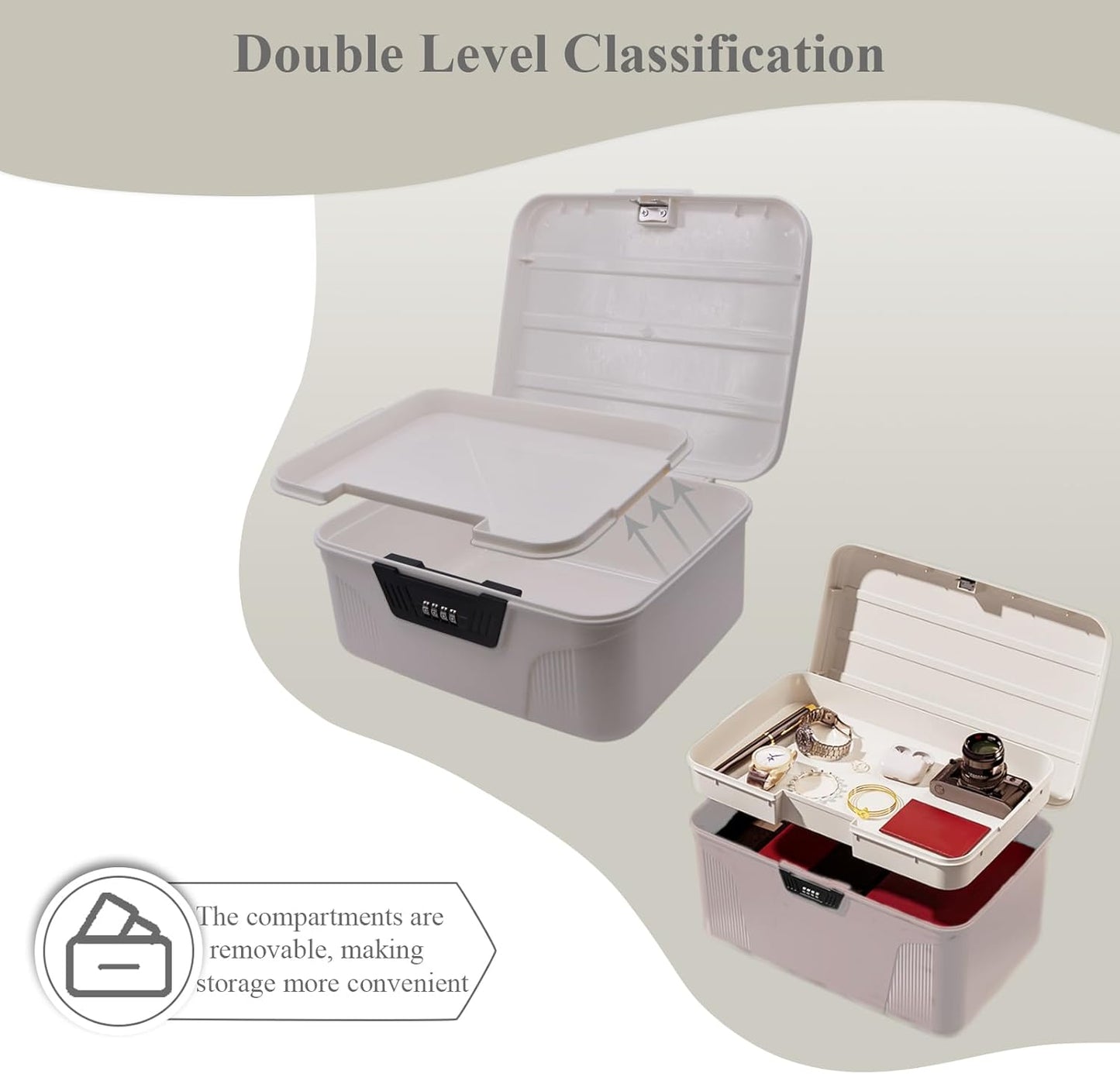 Storage Bin - 2.3 Gallon Locking Container with 4-Digit Combination Lock, Stackable Plastic Organizer Box for Usable As Item Organizer Or Office File Storage/Garage/Camping(White)