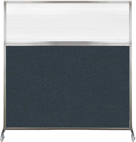 Versare Hush Screen Portable Room Divider with Wheels | Workstation Wall Divider | Freestanding Privacy Hush Panels | Clear Fluted Windows | Fabric Office Divider Screen | Great for Room Separation
