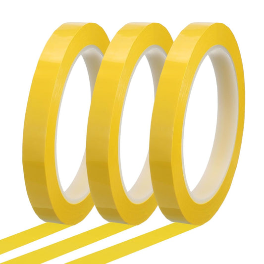 MECCANIXITY Whiteboard Tape 1/2" x 72 Yard Pinstripe Graphic Chart Line Grid Marking Tapes for Classroom Office Dry Erase Board Art, Dark Yellow, Pack of 3