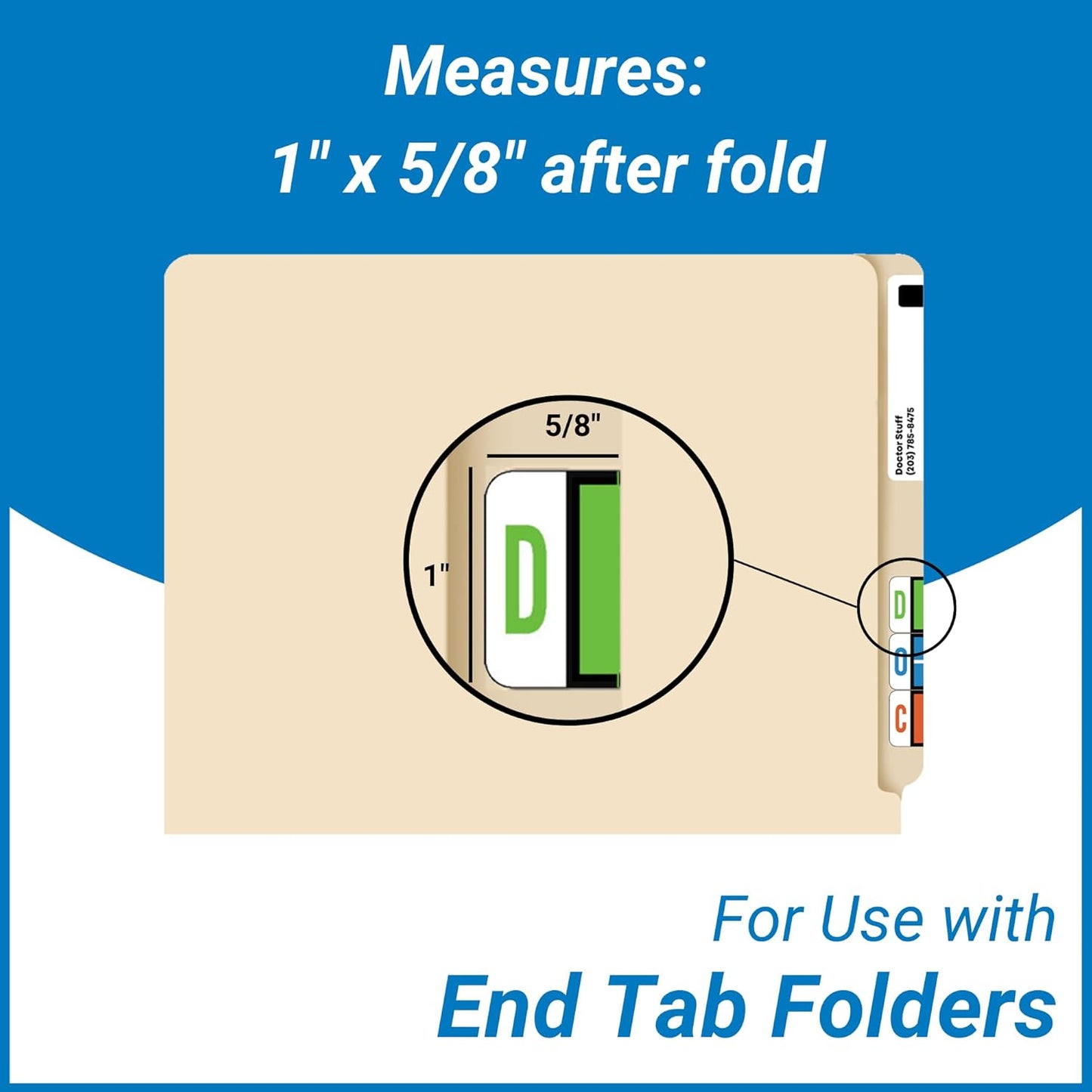 Doctor Stuff - File Folder Labels, Alphabet Letter, Complete Set A-Z Plus Mc, with Tray, Compatible with Smead BCCR/BCCS - TPAM Series Alpha Stickers 1" x 1-1/4", 500/Roll