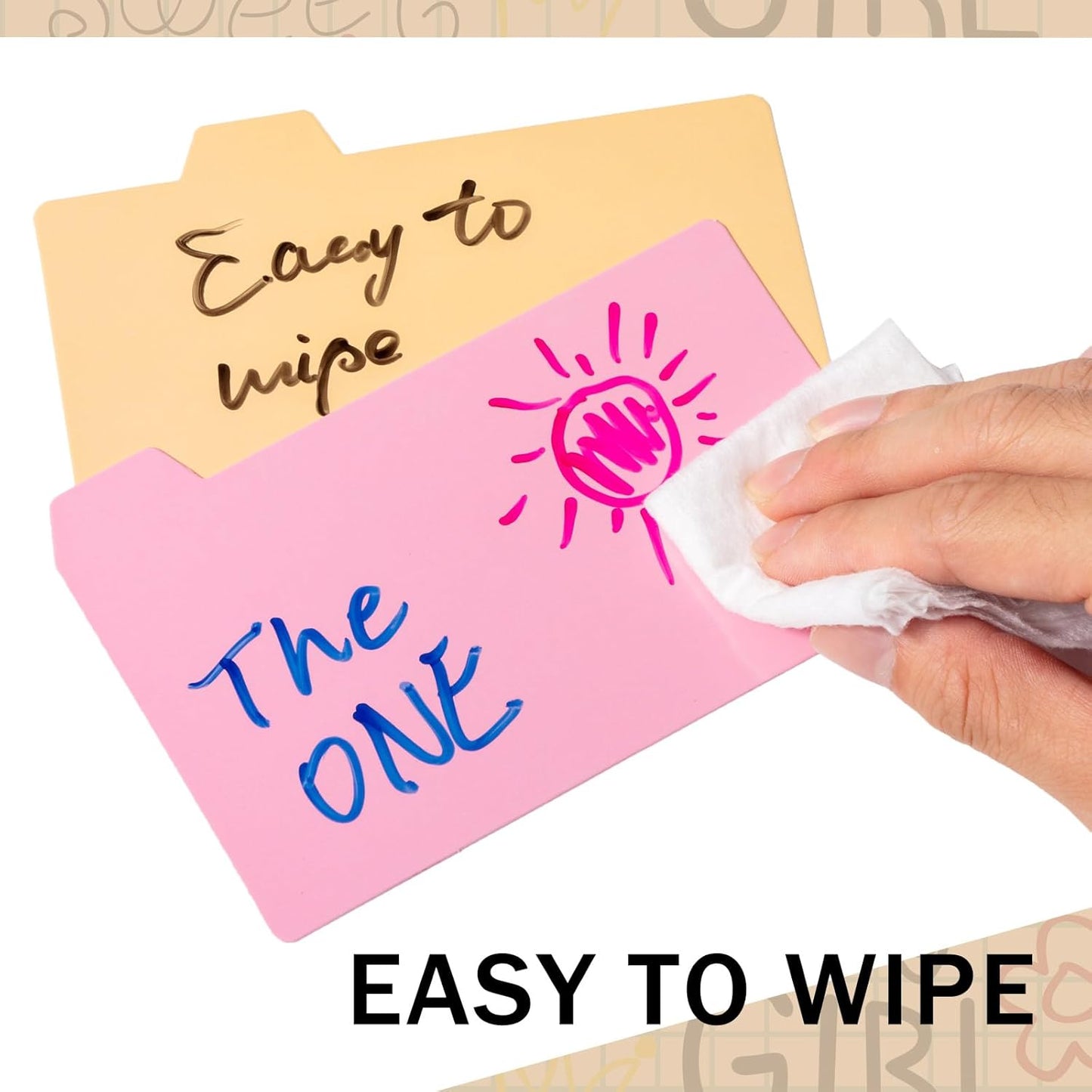 Harloon 52 Pcs Dry Erase Index Card Guide Set Include 50 Index Card Dividers 2 Number Alphabet Sticker with Tabs Photo Dividers for Office Business Back to School Supplies(3 x 5 Inch,Candy)