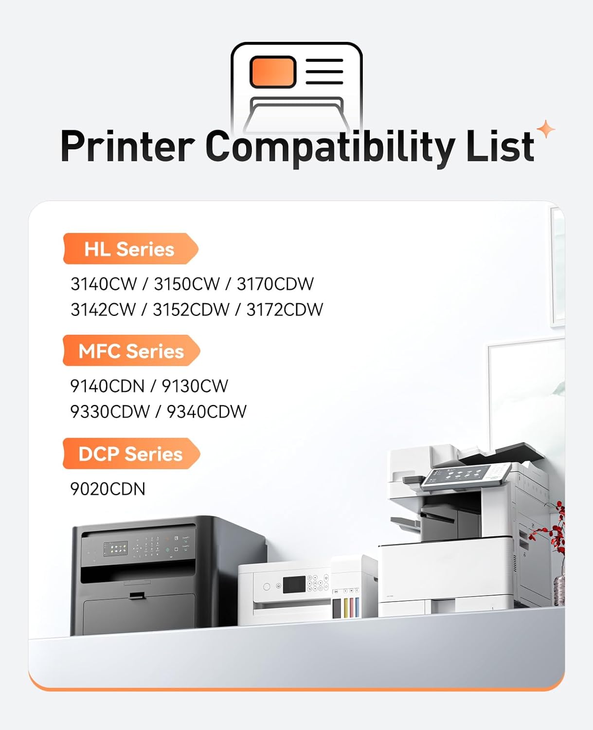 TN221 TN225 Toner Cartridge 4-Pack Replacement for Brother TN-221 TN-225 to Use with MFC-9130CW HL-3170CDW MFC-9340CDW HL-3140CW 3150CW MFC-9330CDW 9140CDN DCP-9020CDN Printer Black Cyan Yellow Magent